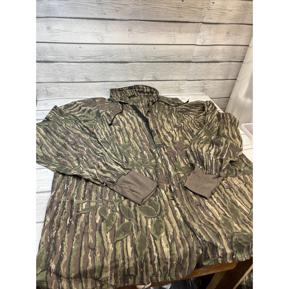 VINTAGE Spartan Real Tree Camo Sheer Lightweight Sheer Cover Shirt Jacket XL USA
